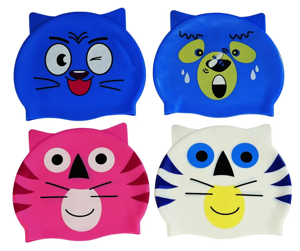 Silicone cartoon Kids Swim Cap for (Age 2-12), Durable Silicone Swimming Cap for Kids Youths Boys Girls, Waterproof Bathing Caps