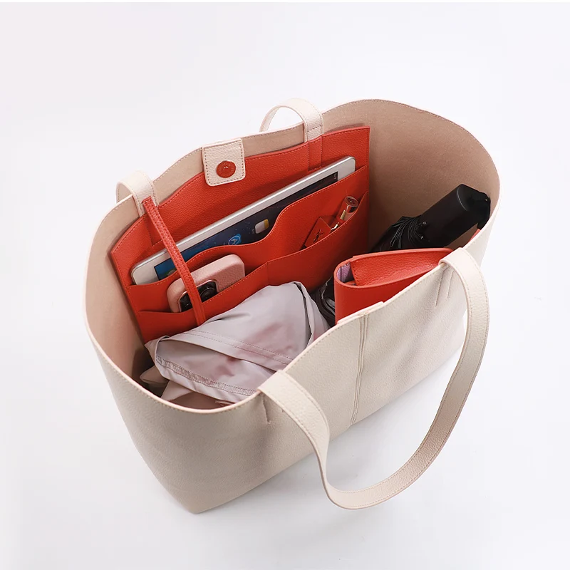 2023 new gentle woman the leather tote bag purse handbag with pocket and zipper