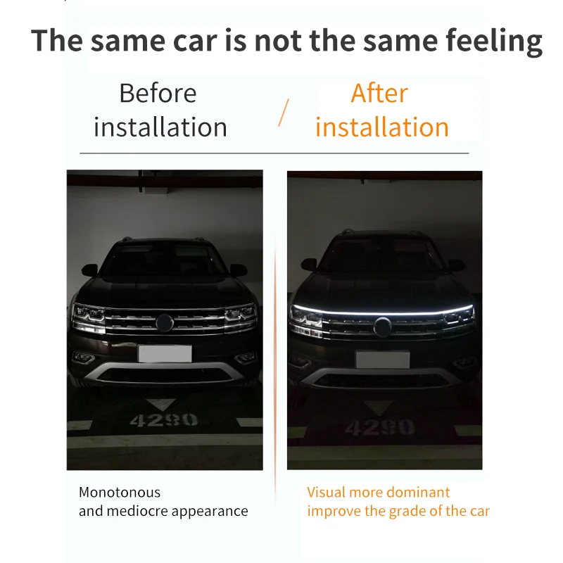 LED Car Hood Lights Strip Universal Auto Decorative Atmosphere Lamps  DRL Strip Ambient Lights Car Daytime Running Lights