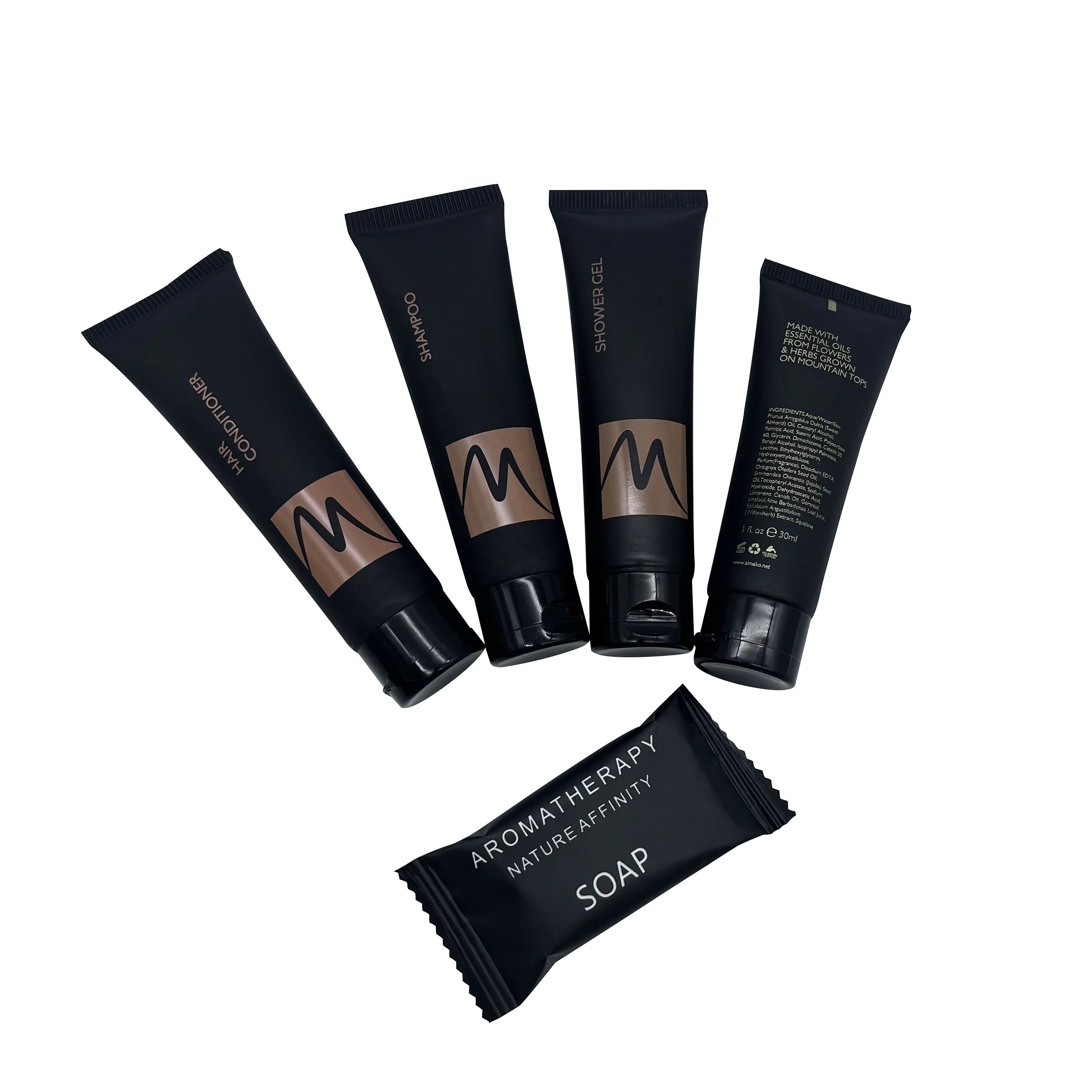 Black Custom Cosmetics Kit Bathroom Mini Soap Disposable Hotel Guestroom SPA Amenities Supplies Serie