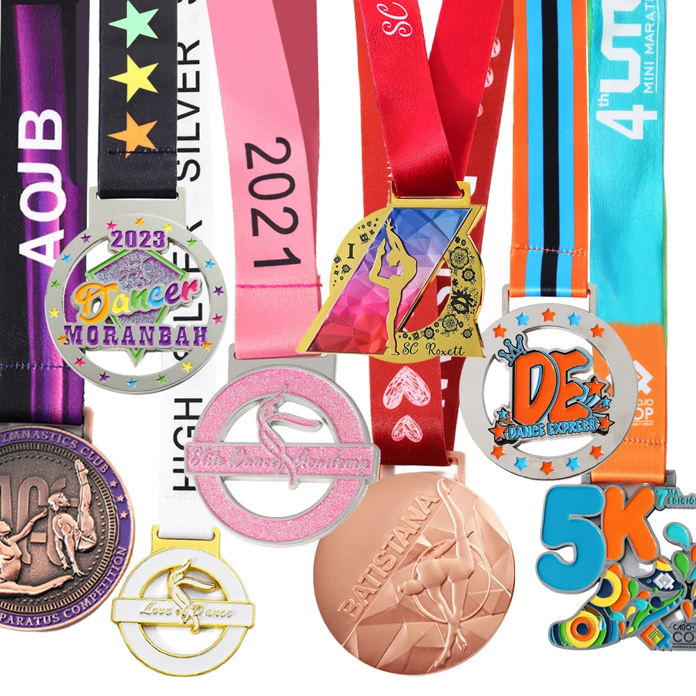 Custom Gymnastics Metal Gold Silver Bronze Winning Award 3D Dance Cheerleading Medal 3D Medals Custom Design