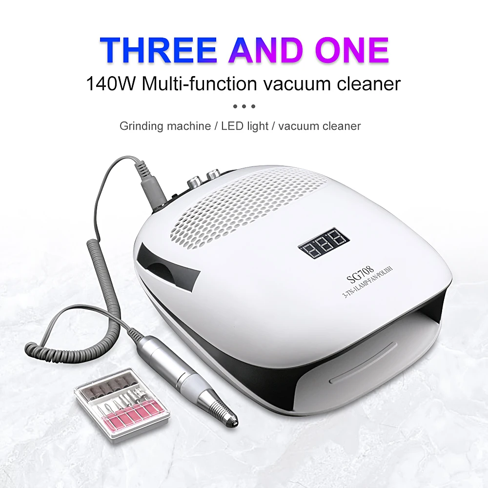 4-in-1 Nail Uv Lamp Fan Suction Dust Cleaner 140w Manicure Polishing Collector vacuum cleane Professional Salon Dryer Dust Clean