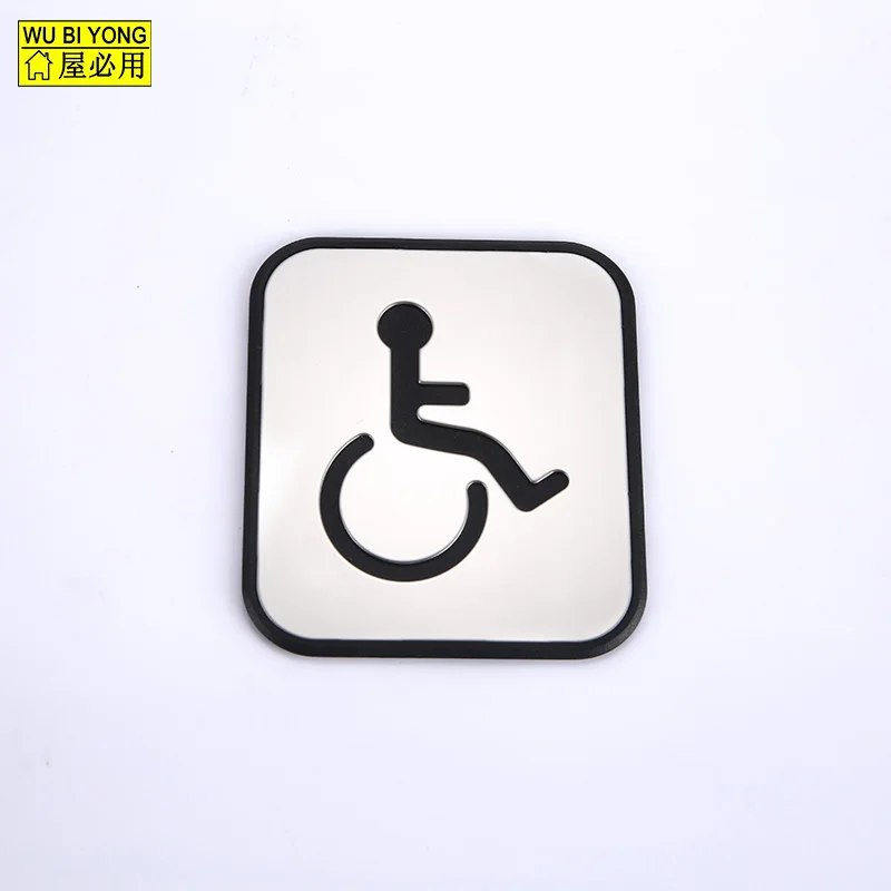 High Quality Custom Brushed Stainless Steel Toilet Sign plate, disable sign plate