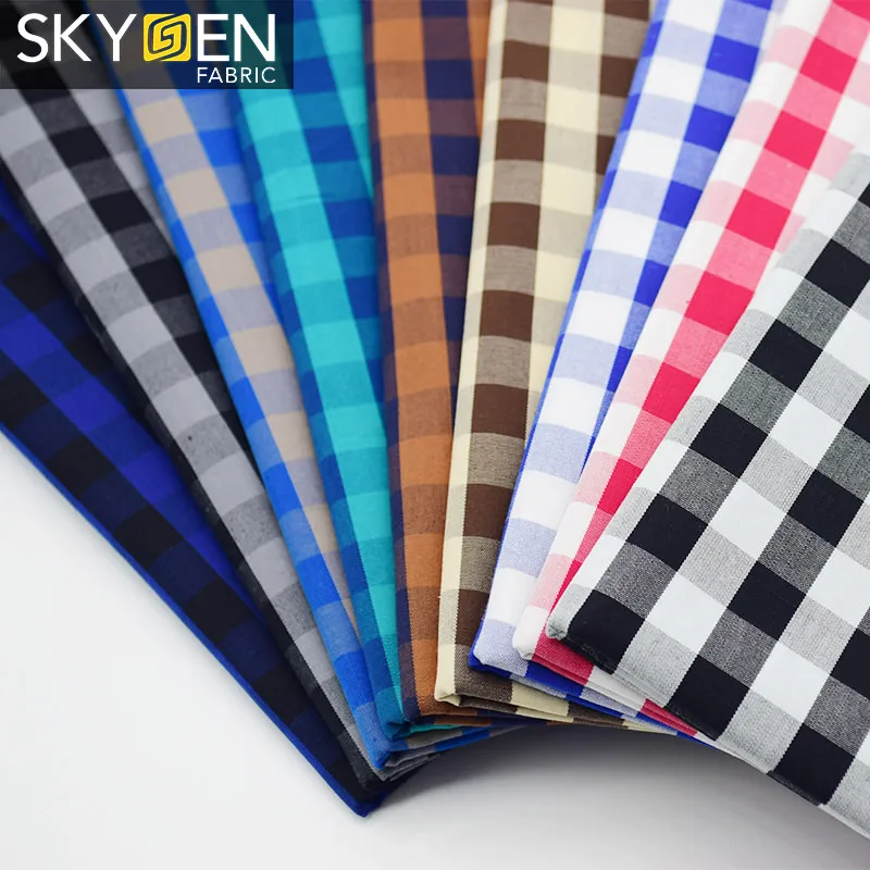 Быстрая мода Skygen мягкая хлопчатобумажная ткань в клетку ТКАННАЯ для рубашек