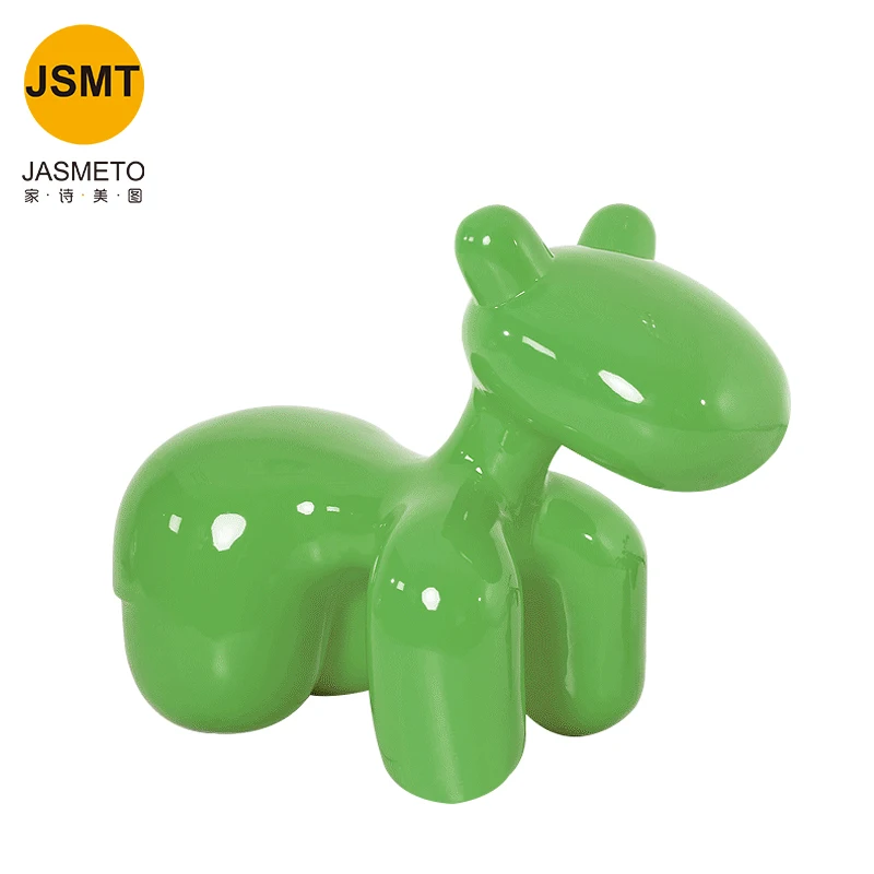 Painted Green Fiberglass Creativity funny horse chairs  Leisure animal chair children puppy  pony chair