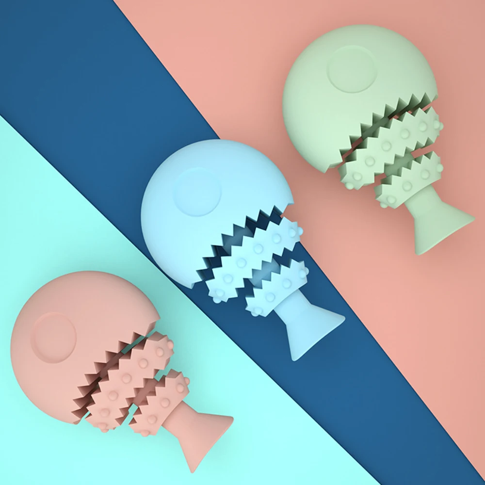 Dog fish bone shape TPR material molar toys for cleaning teeth chewing interactive pet toys