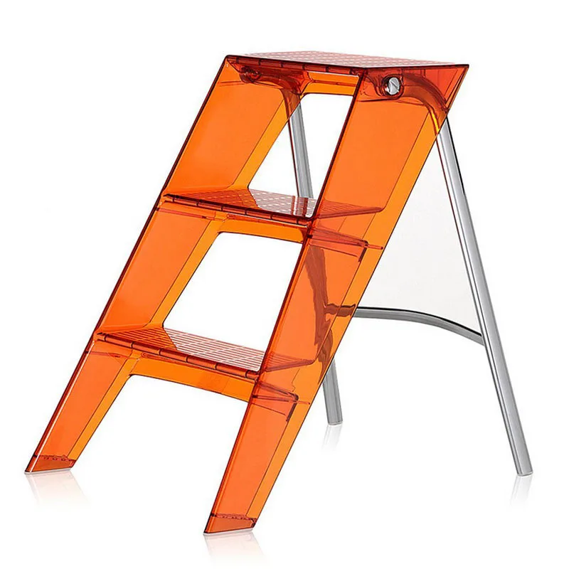 Home Foldable Ladder Chair Durable Plastic Pc Transparent Non-slip Home Ladder Shelf Stool