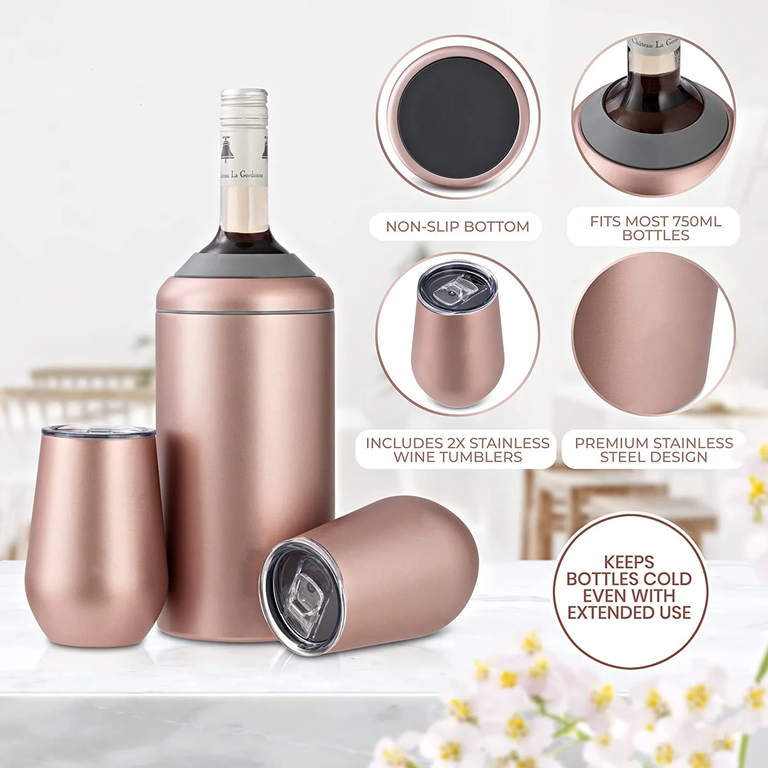 Metal Insulated Beer Cooler For Wine Bottle Cooler  Christmas Gifts Pink  Insulated Steel Wine Bottle Small Wine Bucket Chiller