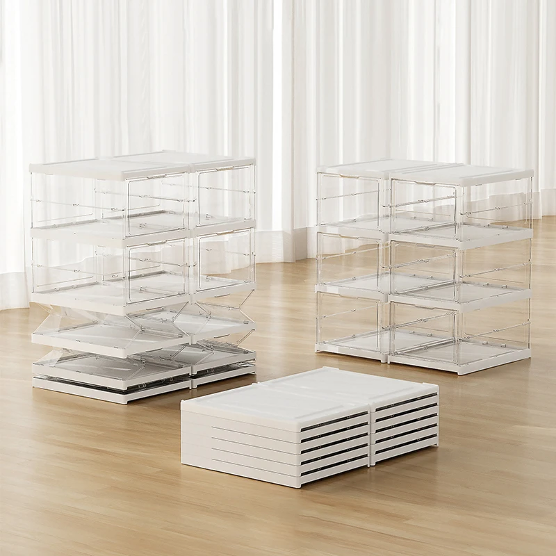 Wannuo Cheap and fine Custom shoe box Shoe storage box Plastic transparent folding shoe case storage box