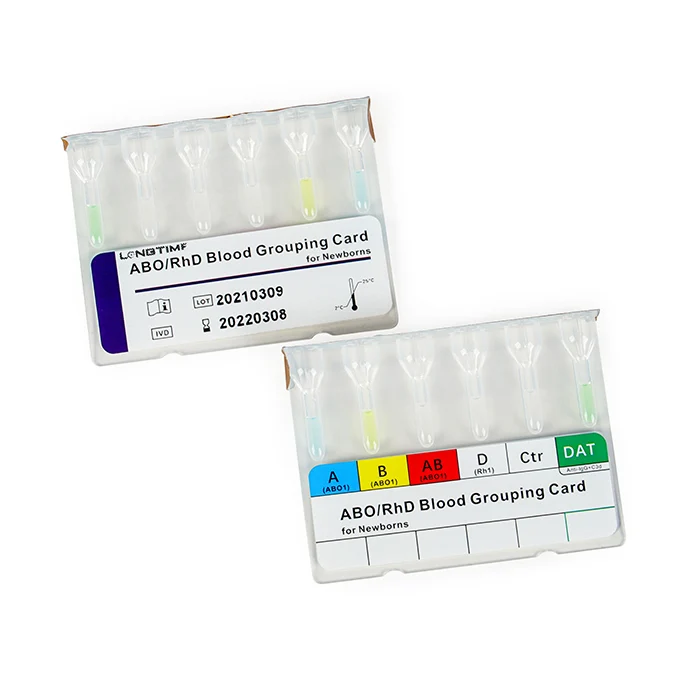 LONGTIME OEM ABO RhD Blood Type Test Card Forward & Reverse for Humans