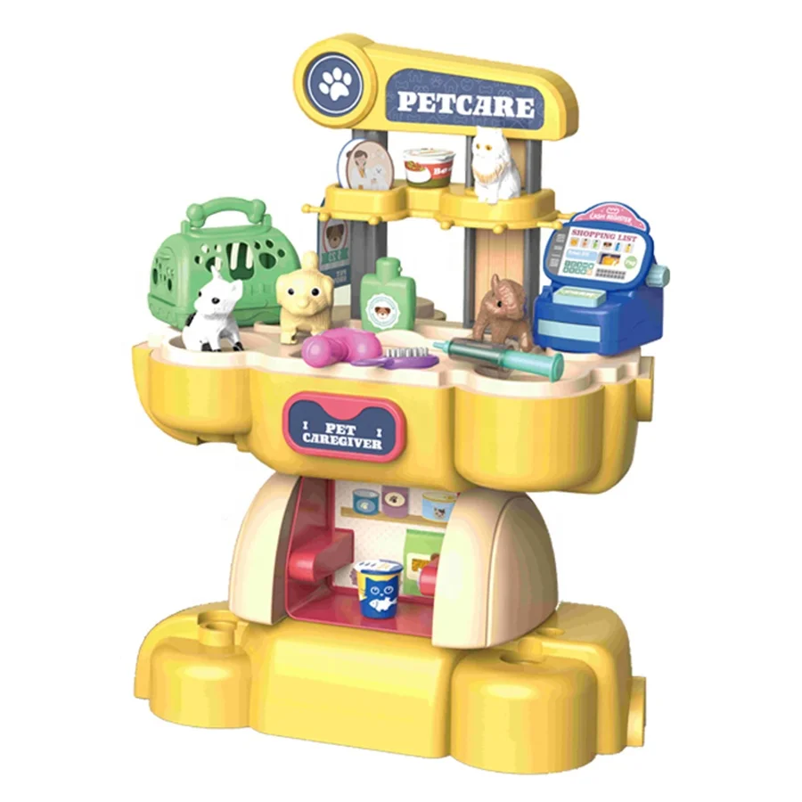 39Pcs Backpack Toy 2 in 1 Dog Pet Vet Play Set 21PCS Role Play Doctor Kit with Water Pump for Kids Pet Caregiver Play Toys