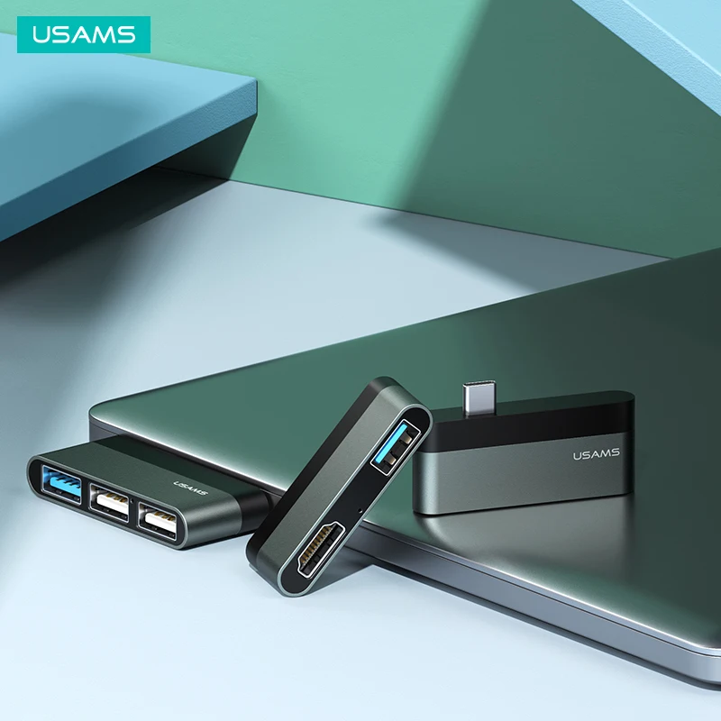 USAMS US-SJ461 Высокое качество Новый 3 USB порта адаптер Type-C мини