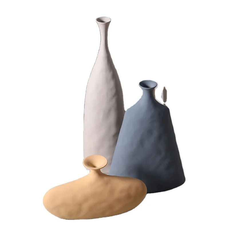 Nordic style minimalist home decoration blank art flower vase Chinese plain embryo ceramic vase