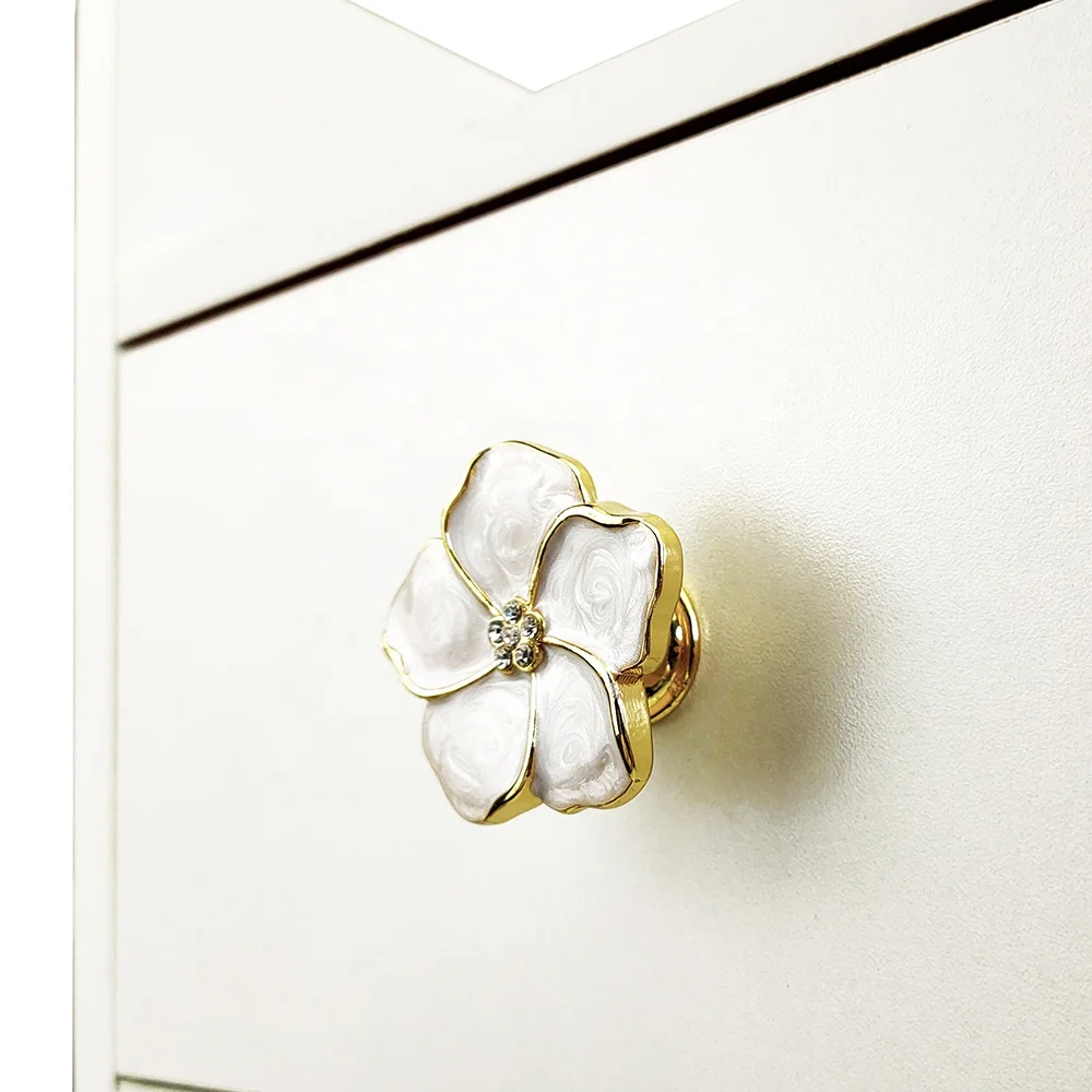 enamel flower drawer knobs cabinet handle M4 screw