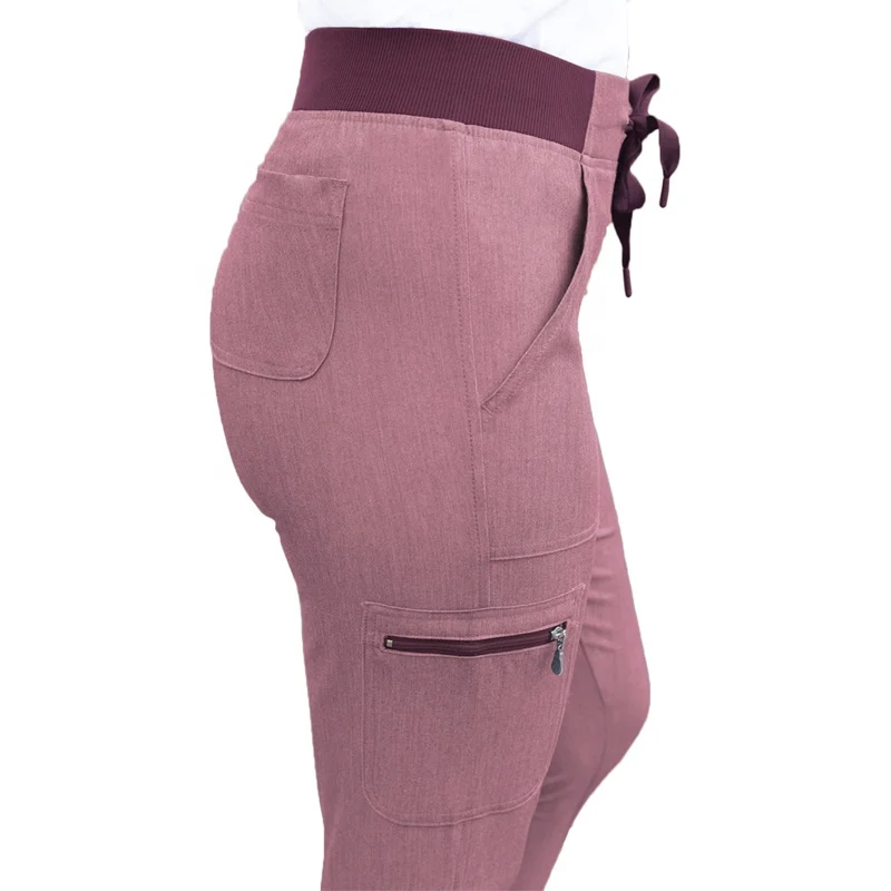 Wholesale Solid Tailored Fit V-Neck Top and Yoga Jogger Pants Hospital Uniform Medical Dental Nurse Scrub Set