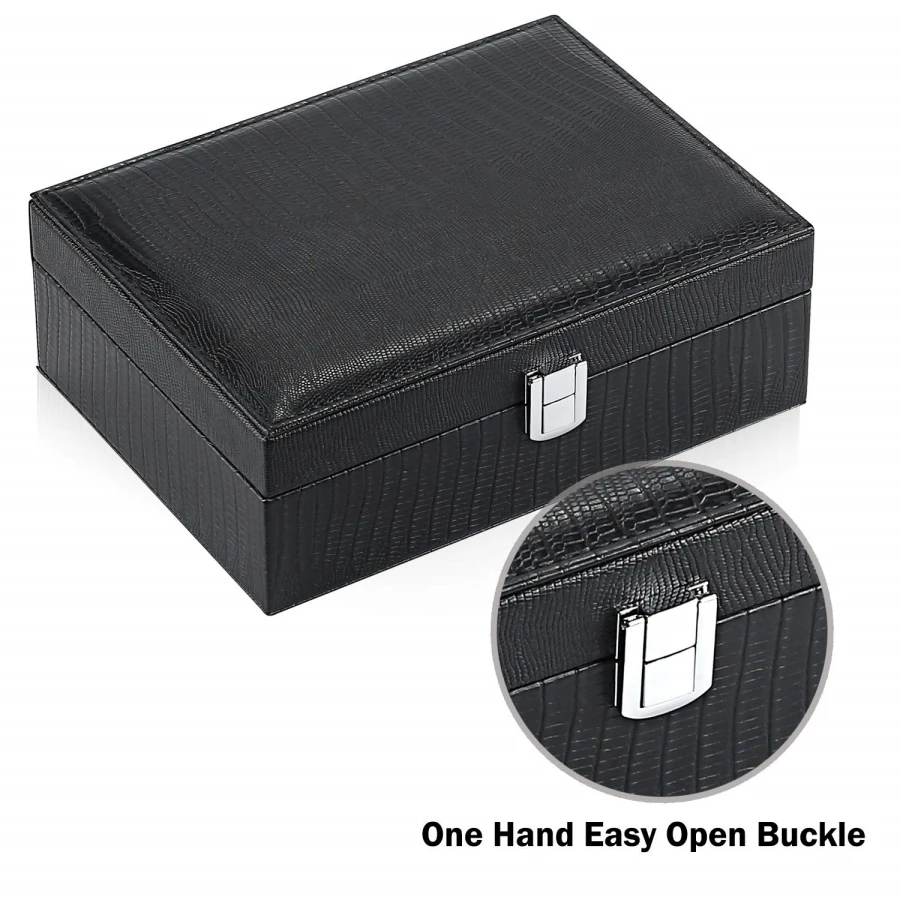 Lockable Leather 2 Layer Jewelry Holder Organizer Box Large Women Jewelry Storage Case for Ornament Accessories