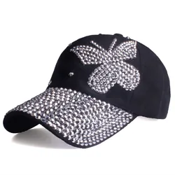 2022 New Stylish Butterfly Rhinestone Sport Caps  Luxury Women Baseball Hat