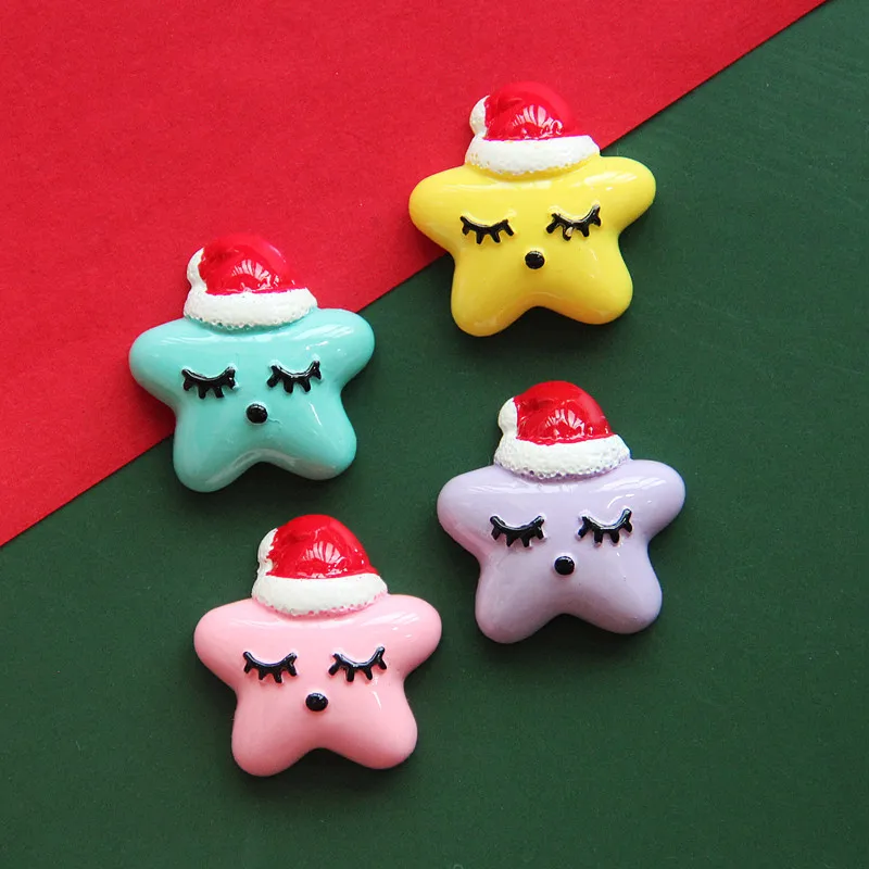 Christmas Accessories New Style Cartoon Flat Back Resin Charms Sleepy Stars Cabochons DIY Phone Case Materials