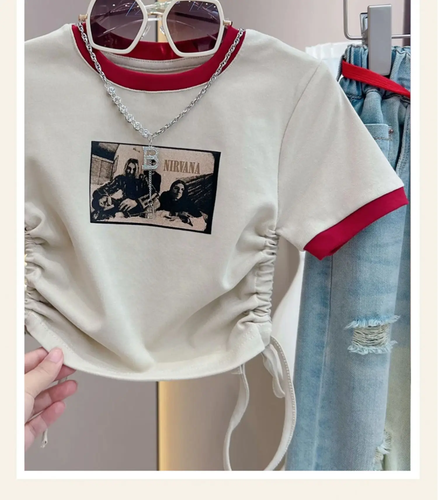 Sunny Baby  New summer girls  fried street wide-leg denim trousers