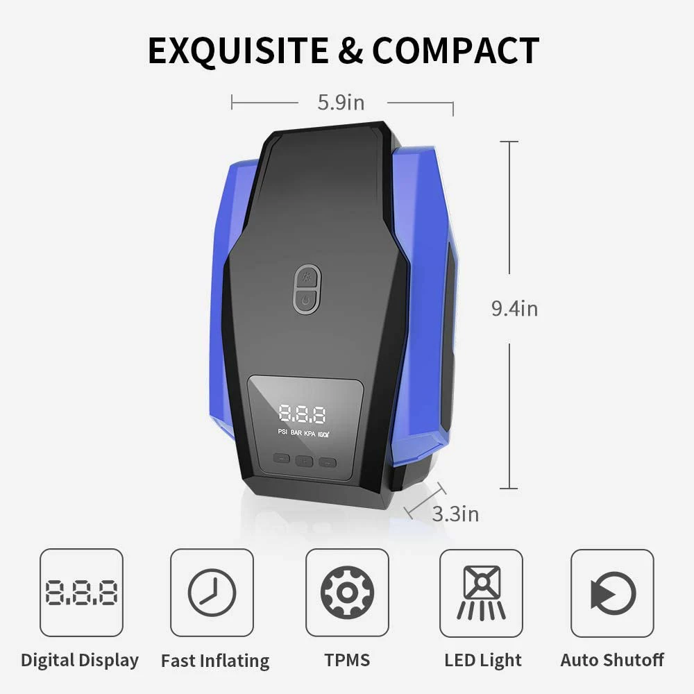 Dropshipping Black ABS Car Tyre Inflator portable Car Air Pump 12V Air Compressor car turnip inflators