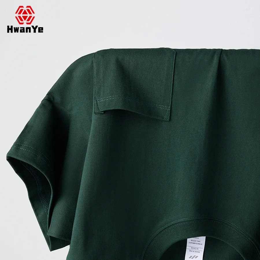 T-shirt with pockets 230g heavy cotton casual short sleeve American loose shoulder round neck T-shirt