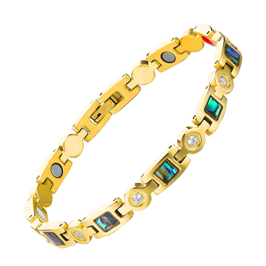 Women Shell Crystal Magnetic Stainless Steel Bracelets