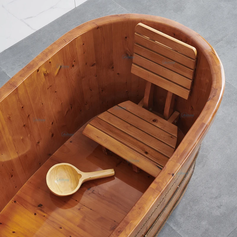 Japanese Style outdoor Single Adult Soak Wood Bath Tubs solid wooden barrel bathtub