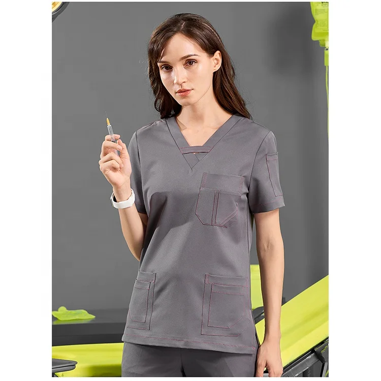 Hot Designer Custom Nursing Stretch Fabric Hospital Uniforms Suit Stretchy Spandex Polyester Scrubs Uniform