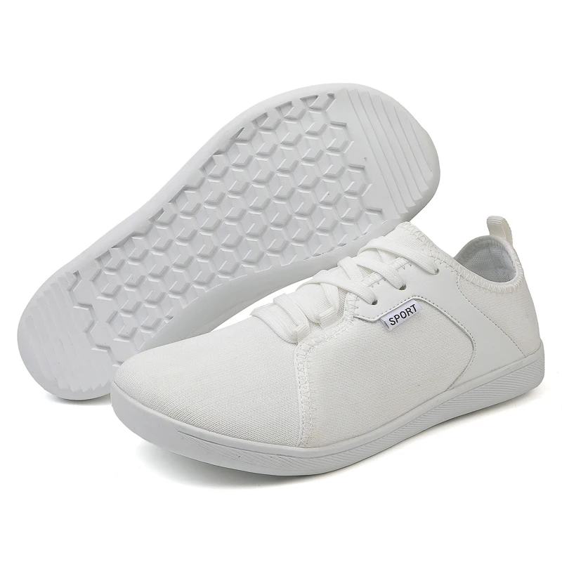 Wholesale wide fit casual board shoes unisex with non-slip outsole zero drop sole upgraded foot bed minimalist barefoot sneaker