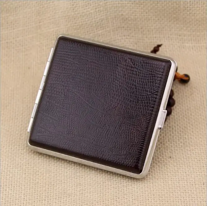 Pu Leather Cigarette Case Lychee Leather 20pcs Large Capacity Cigarette Case
