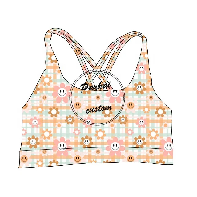 Custom Baby Girl Clothing Set Multi Solid Color Graphic Print Fitness Yoga Wear Baby Girl Sports Hot Kids Gym Bra