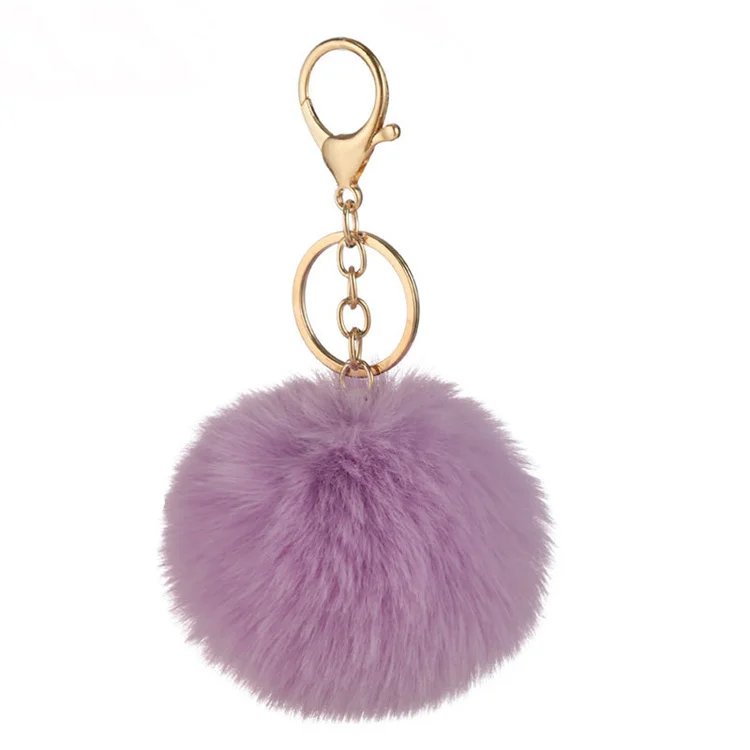 Wholesale Multicolor Cute Puff Key Ring Key Chain Pompom Key Chains Plush Detachable Custom Fluffy Pom Poms Keychain