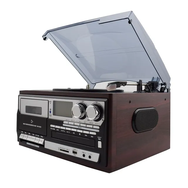 Wooden Speed Dial Stereo with AM/FM/CD/USB Multi-function Radio Play Gramophone MT-18CD
