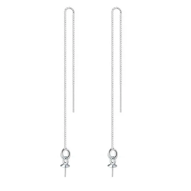factory direct sales Pearl Jewellery Earrings semi-finished product  rorose gold  silvery Long style Ear line accessories