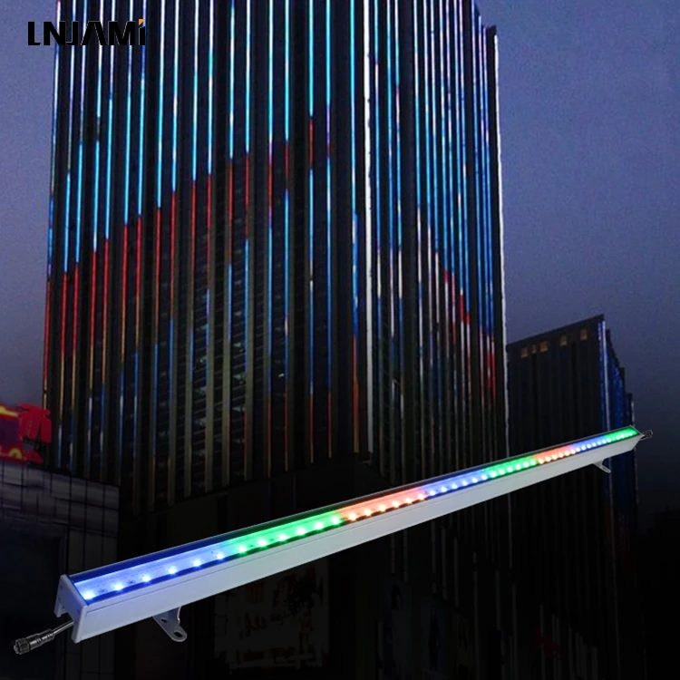 LNJAMI Outdoor Aluminum IP65 DMX RGB Pixel LED Bar Light Linear Facade Light For Architectural Building Facade Lighting