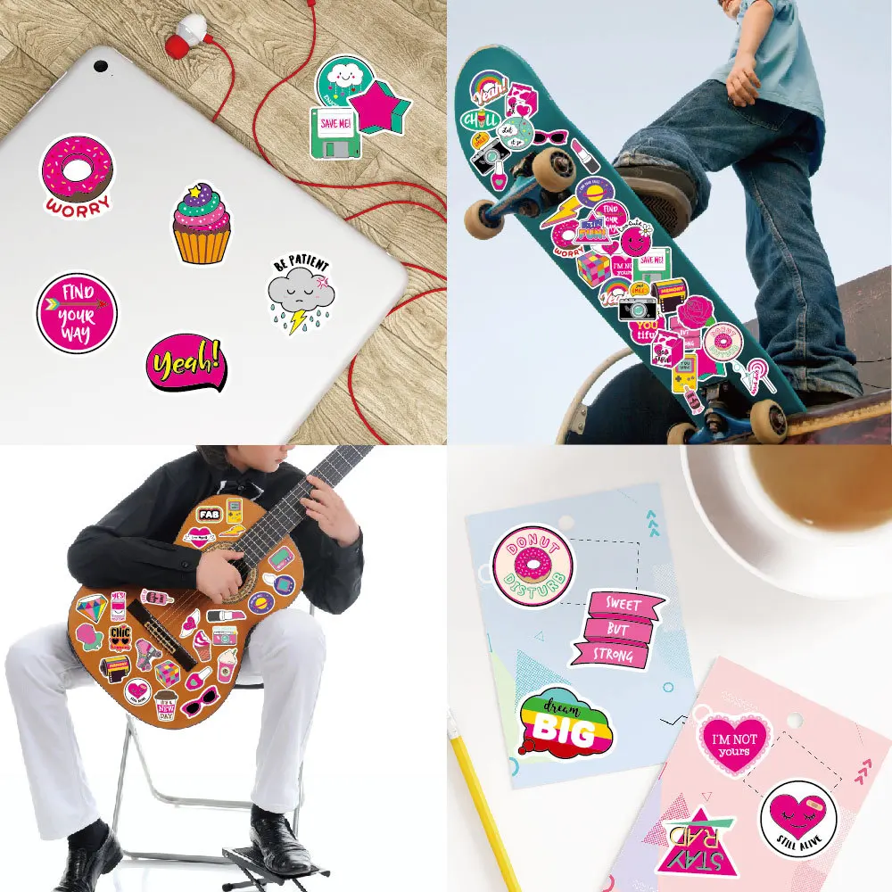 50pcs In Stock PVC label sticker printing waterproof self adhesive vinyl packaging die cut sticker for luggage laptop