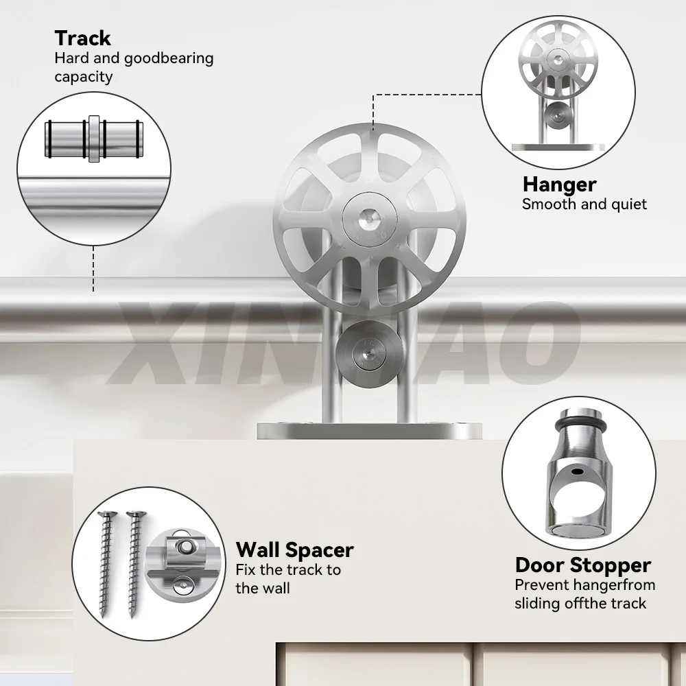Big Wheel Stainless Steel Wholesale Sliding Barn Door Hardware Kit Suitable for wooden doors