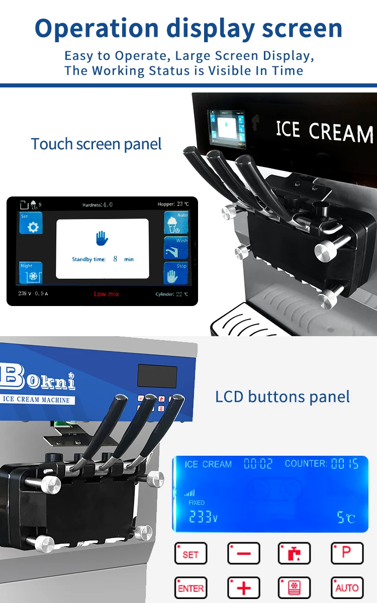 Ice cream machine maker 3 flavor soft serve commercial ice cream machine