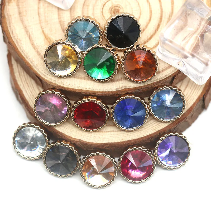 Garment Accessories Small Acrylic Buttons 12mm Diamond Crystal Shank Buttons For Clothing