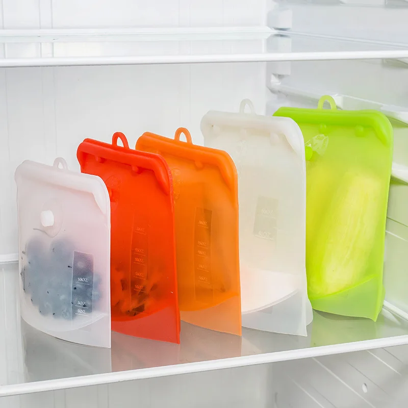2023 Cooking Tools Stand Up Silicone Reusable Sous Vide Bag Set Reusable Silicone Storage Bags