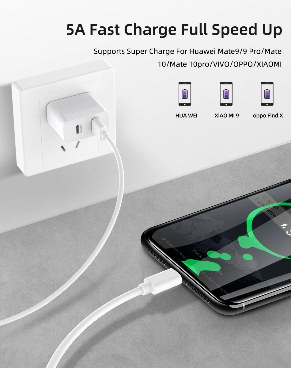  5A USB Type C кабель для быстрой зарядки мобильного телефона зарядный провод белый Samsung