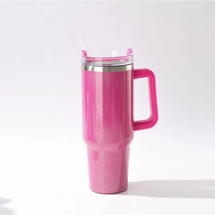 Double Wall Rainbow Paint 40oz Vacuum Insulated Tumbler 40oz Stainless Steel Mug with Handle