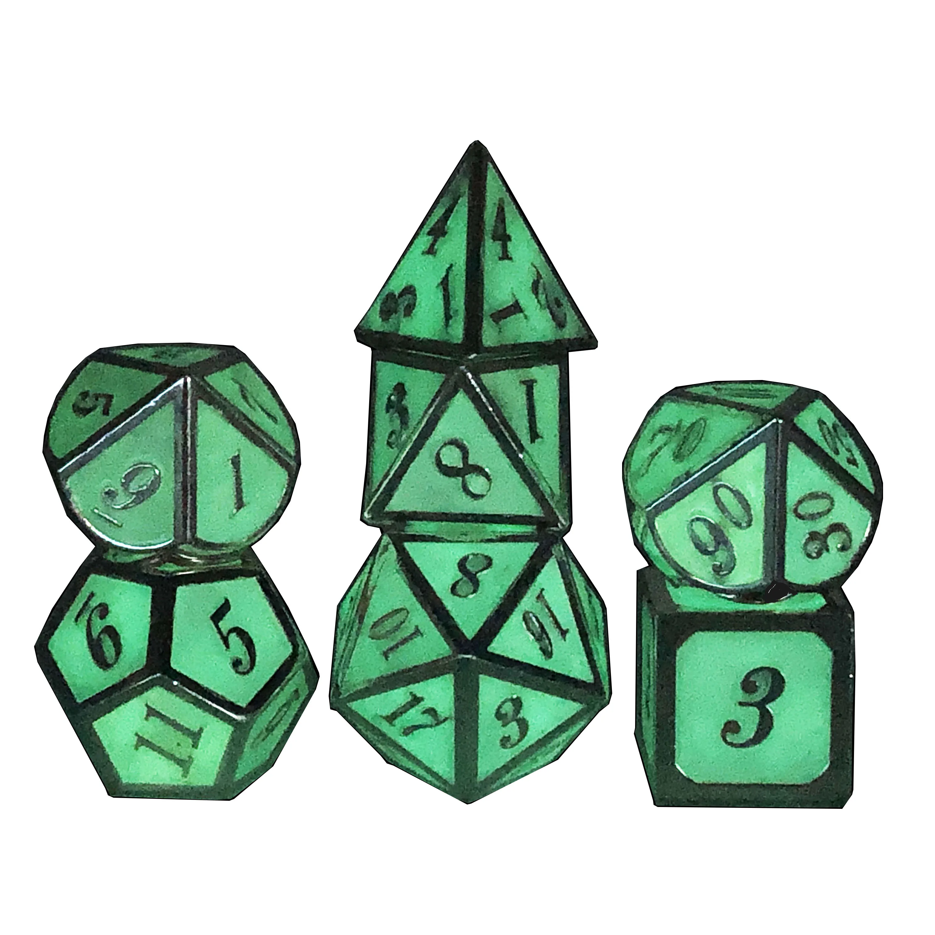 
Board Games Metal New Scales Custom Dice Set Dnd Dungeons Dragons Glowing Metal Dice 