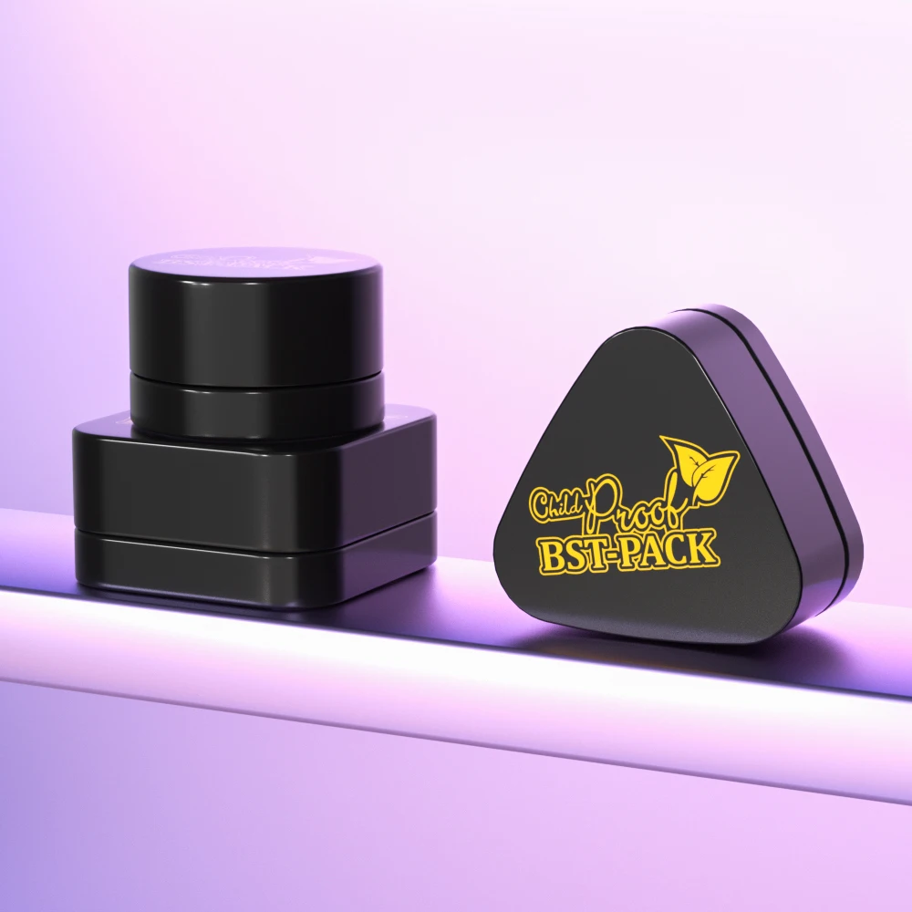 Mini glass jar 3g 5g 7g 9g black uv round metal clear concentrate glass jars Wax rosin jars with Black lid