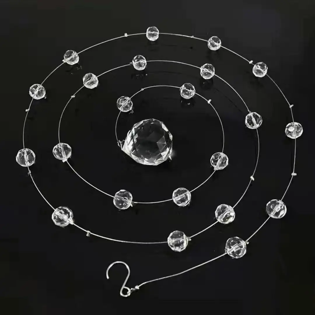 Acrylic Hanging Crystal Transparent Glass Bead Ball Chain Ceiling String Curtains for Wedding Home Doorway Decoration