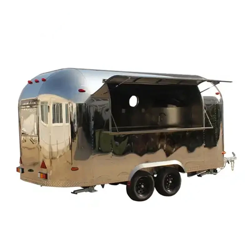 JX-BT450SS Custom Airstream Mobile Fast Food Truck Commercial Catering Mobile Bar BBQ Food Trailers With Full Kitchen Equipments