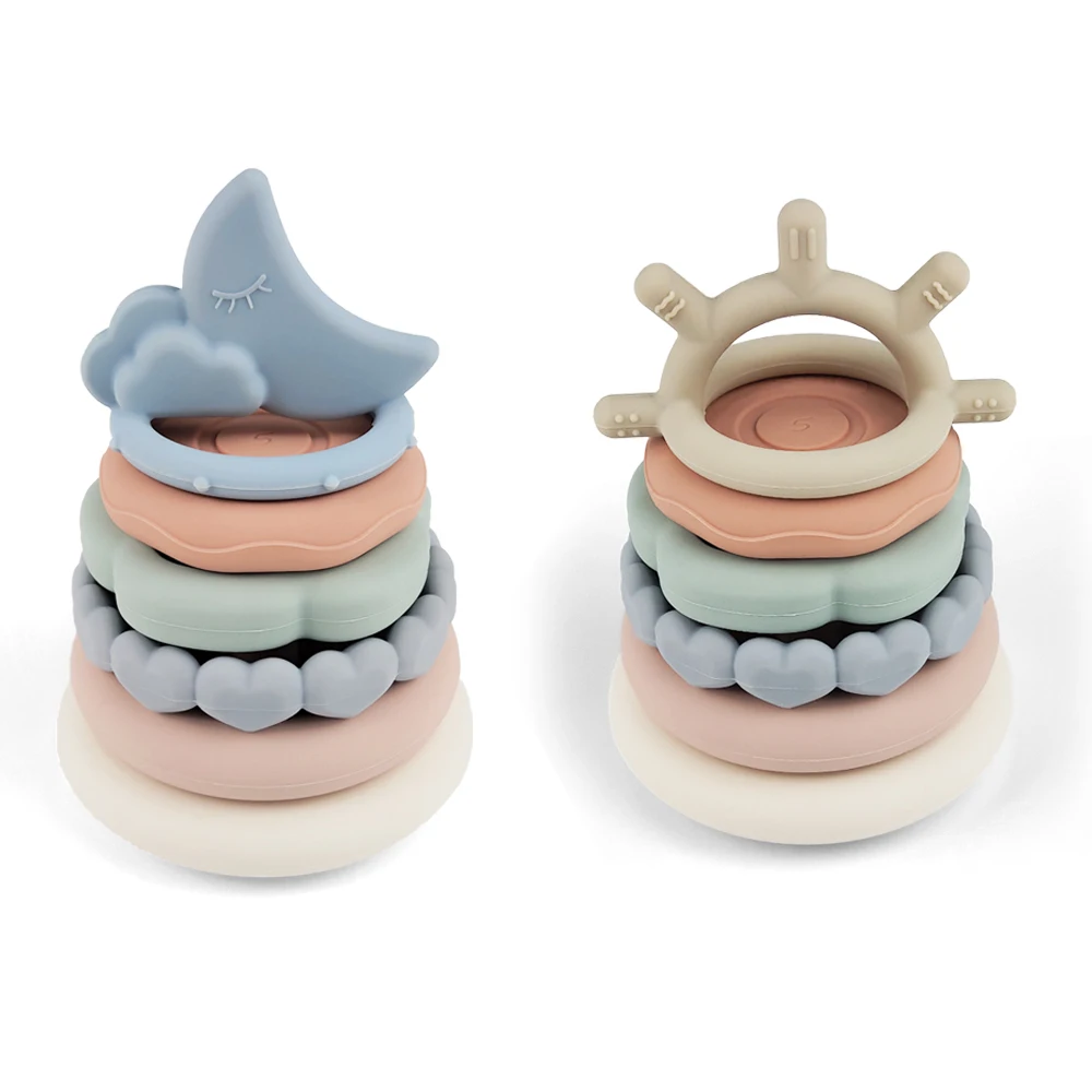 Пищевой класс мягкие образовательные штабелируемые блоки Детские Силиконовые игрушки