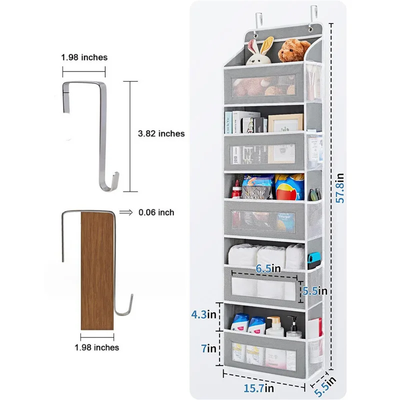 Foldable 5 Layers Hanging Storage Bag Over The Door Hanging Pocket Organizer Pantry Organizer Shelves Storage Bag