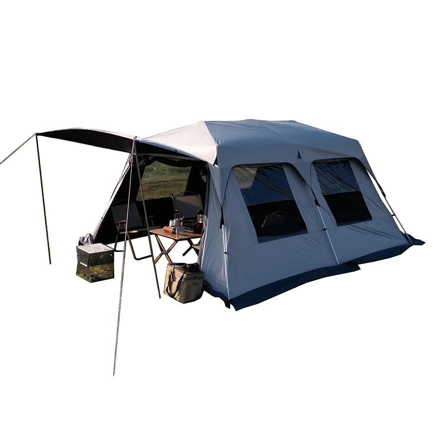 Two bedrooms one living room Double layer rain proof tent 8-12 person Fully camping tent