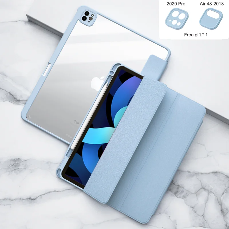 Hot Selling Detachable Leather Acrylic Tri-fold Tablet Covers & Cases For iPad Pro 12.9 2021 Tablet Case